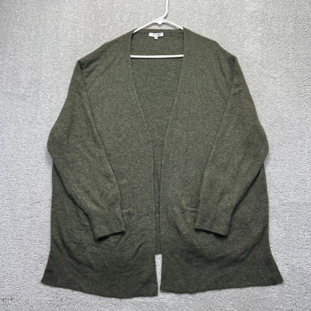 Madewell Cardigan Womens XXL Olive Green Open Front Merino Wool Alpaca Blend